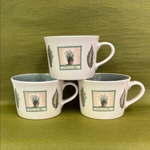 Vintage Pfaltzgraff Naturewood 12oz Coffee Mugs Botanical Herb Design Set of 3